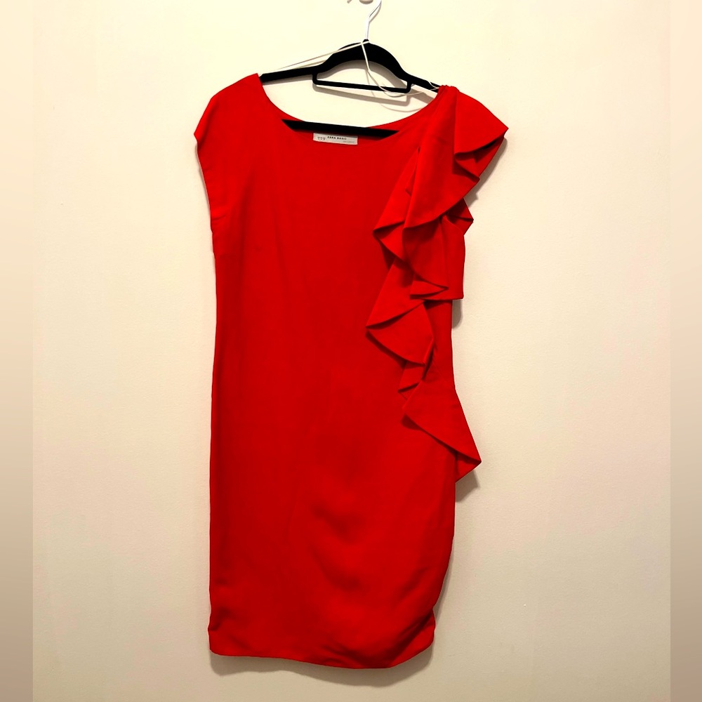 🔥Zara red/orange ruffle dress